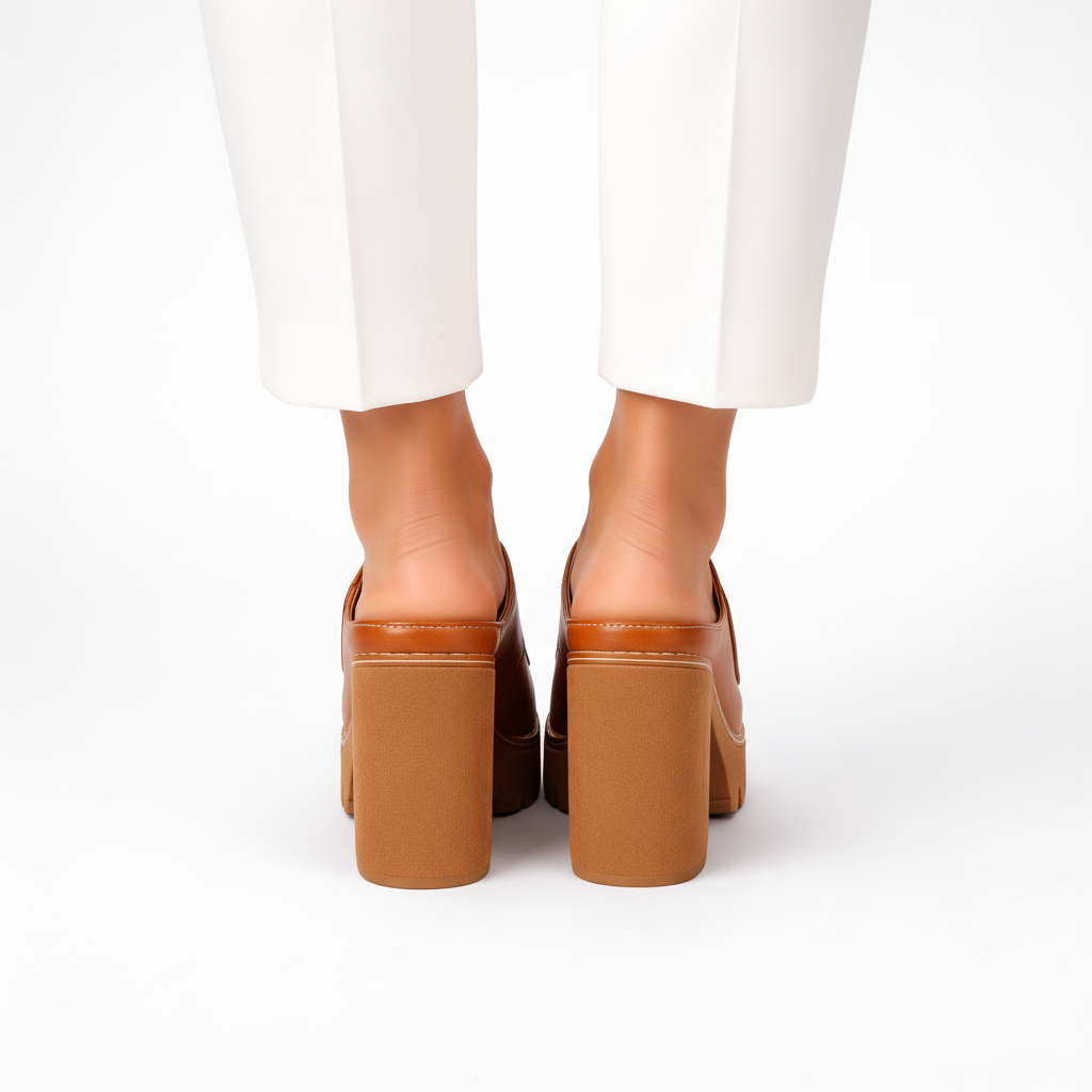 Leather Platform Heel Mule