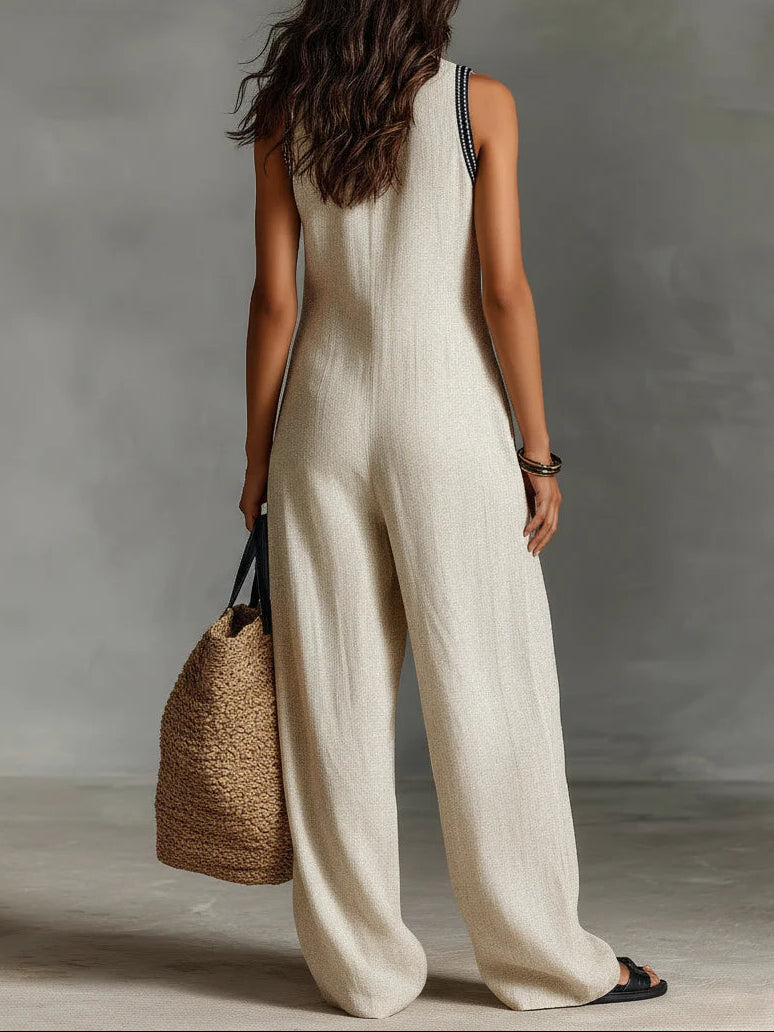 Fiona - Sleeveless Jumpsuit High Collar Zip