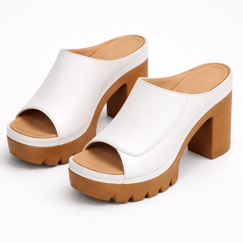 Leather Platform Heel Mule