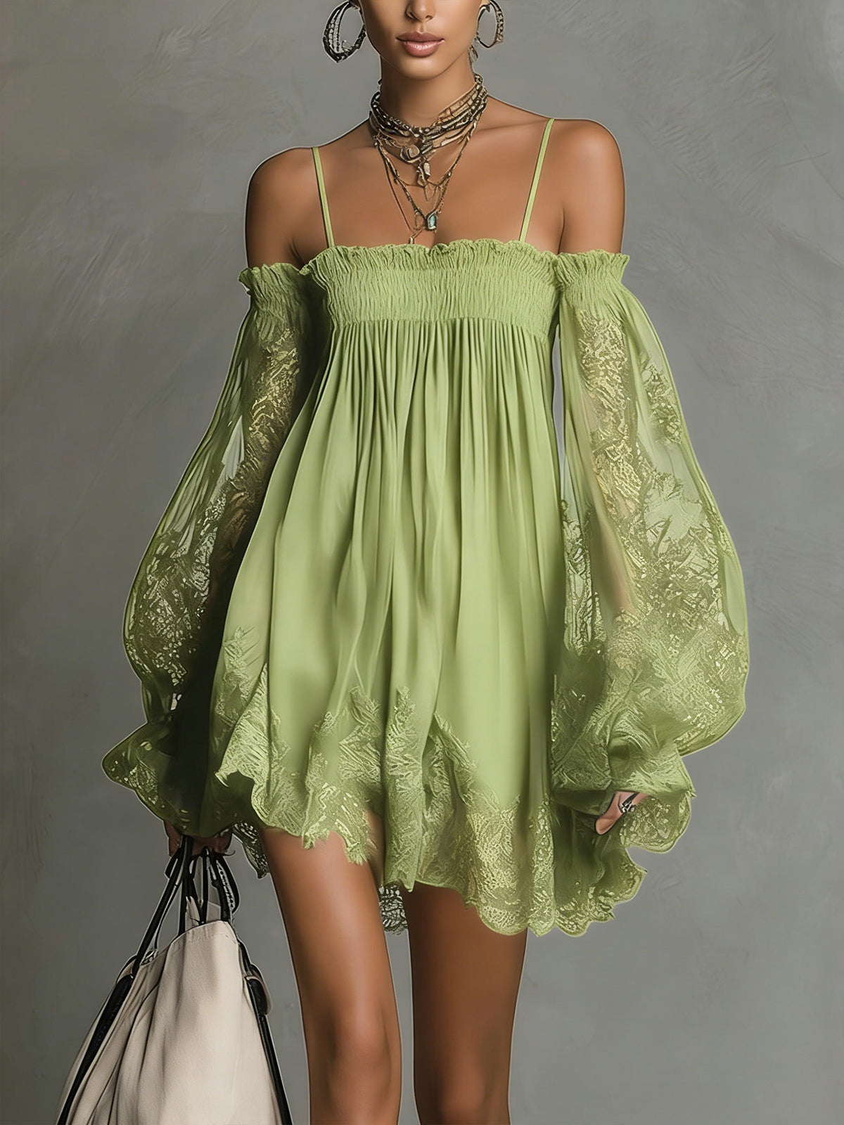 Naomi | Mini dress with sheer sleeves