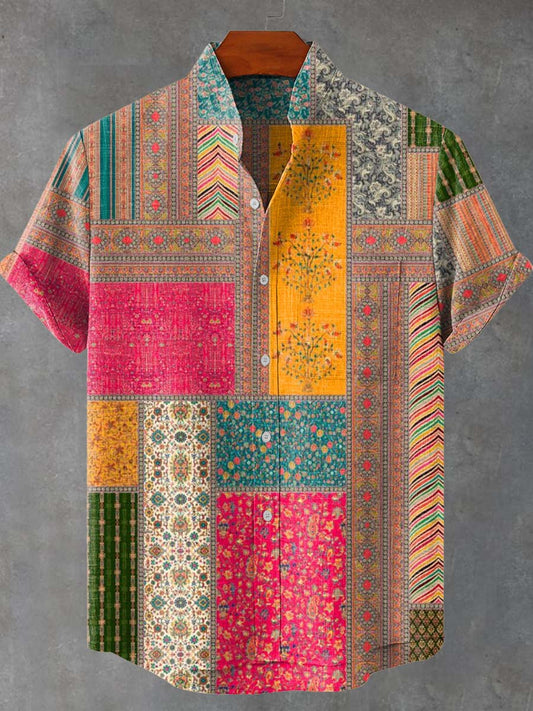 Patchwork Print Casual Shirt