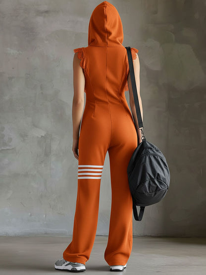 Gianna - Retro Sports Jumpsuit, Hood Stripes