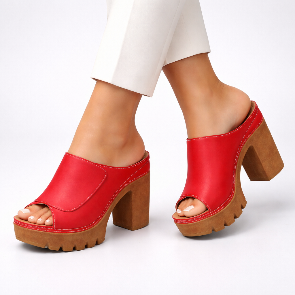 Leather Platform Heel Mule