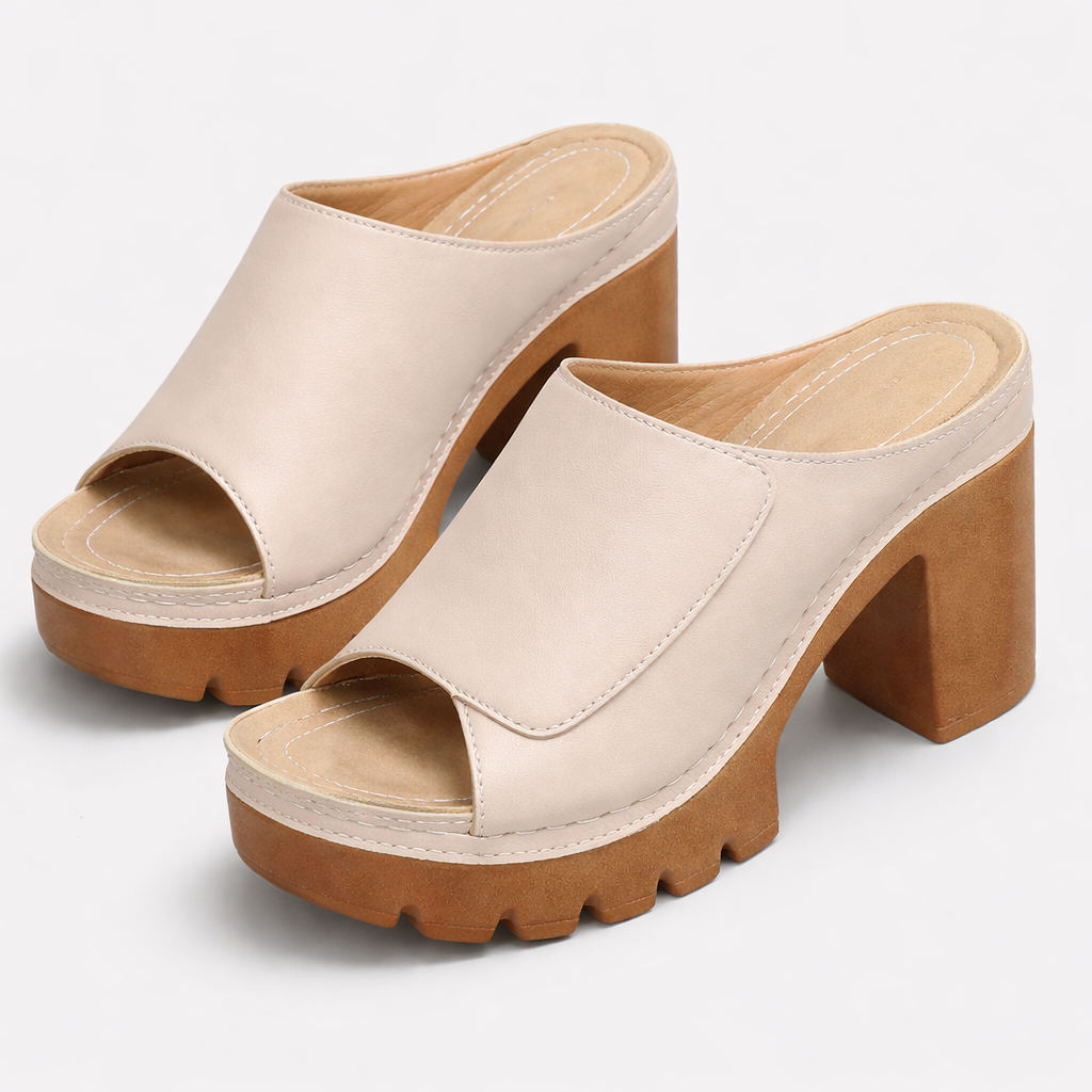 Leather Platform Heel Mule