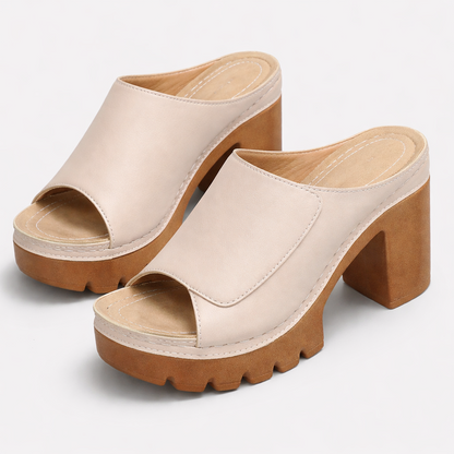 Leather Platform Heel Mule