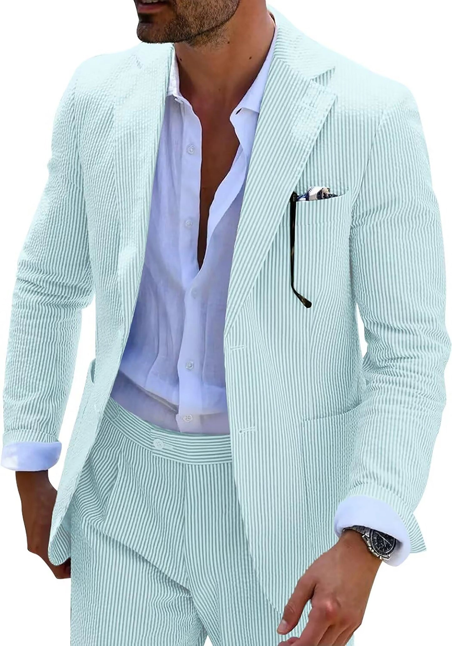 Striped Seersucker 2 Piece Suits