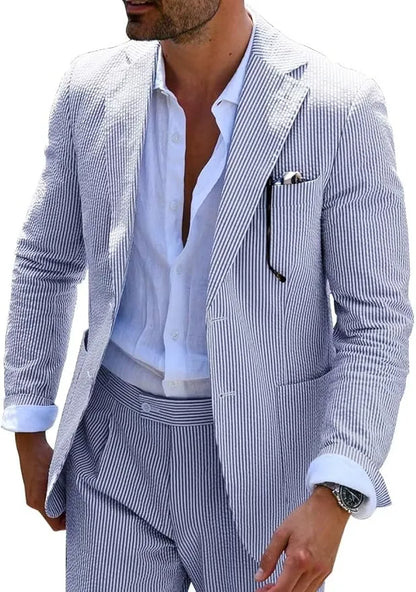 Striped Seersucker 2 Piece Suits