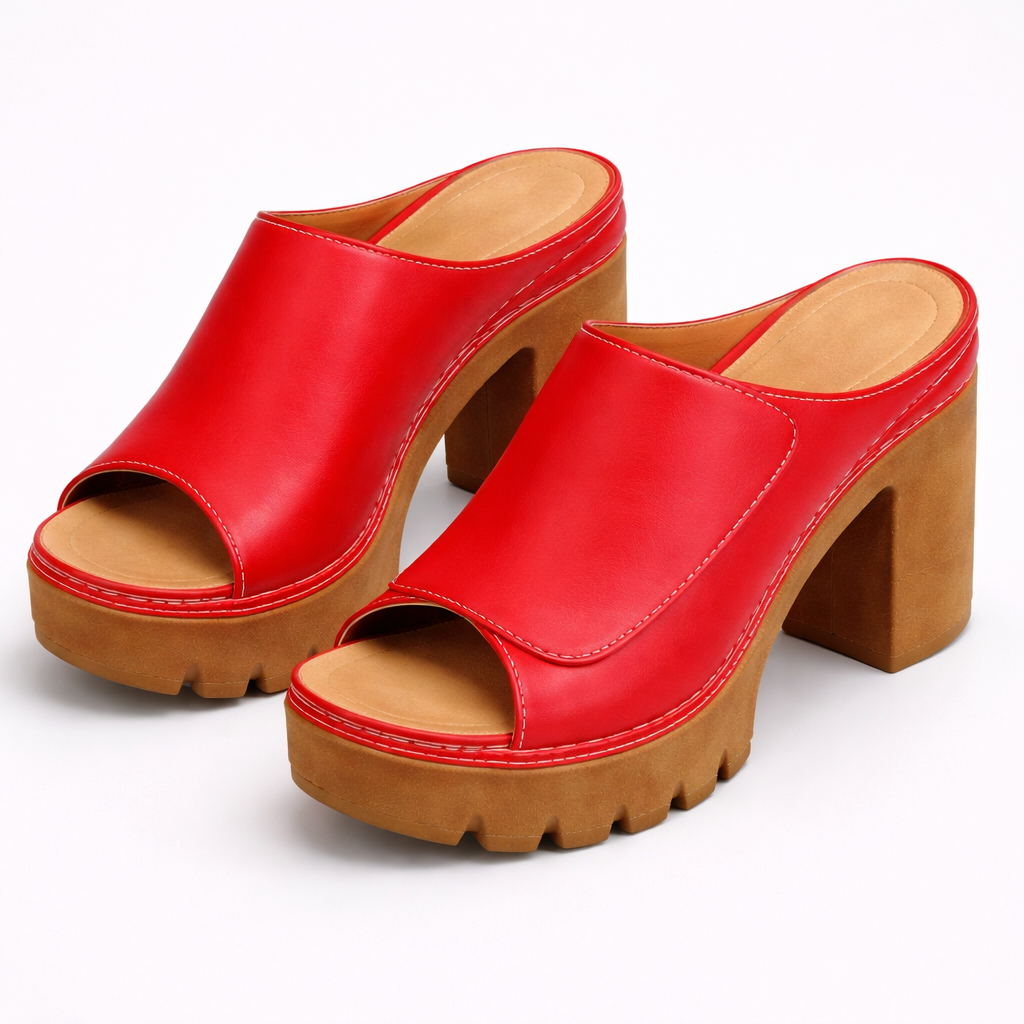 Leather Platform Heel Mule
