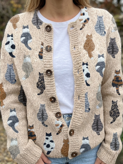 Bramley - Cat Print Cardigan