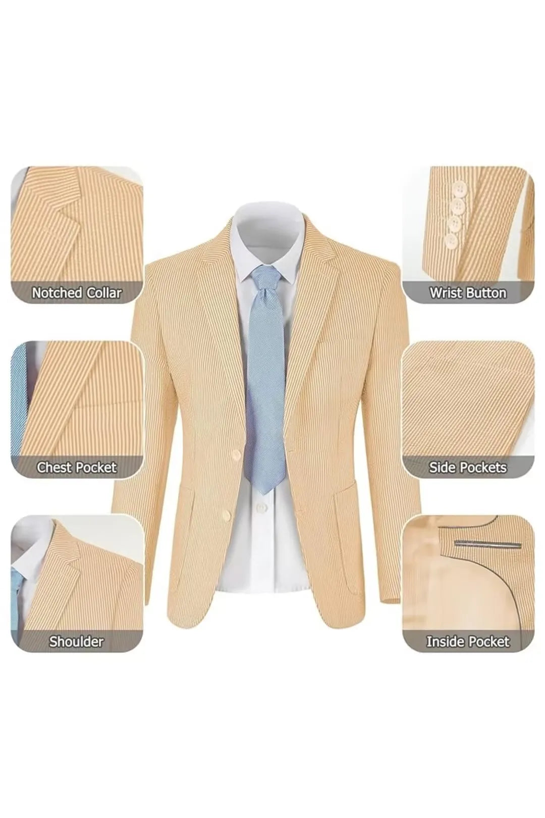 Striped Seersucker 2 Piece Suits