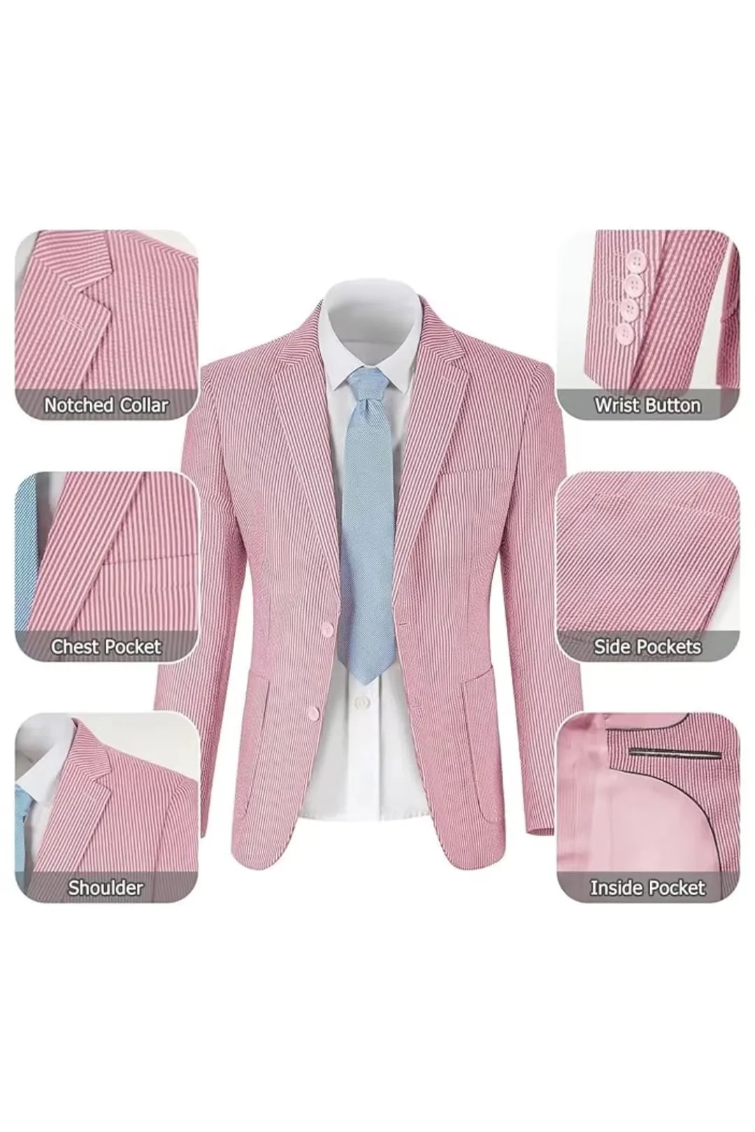 Striped Seersucker 2 Piece Suits