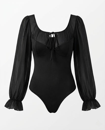 Tie Front Flounce Bodysuit