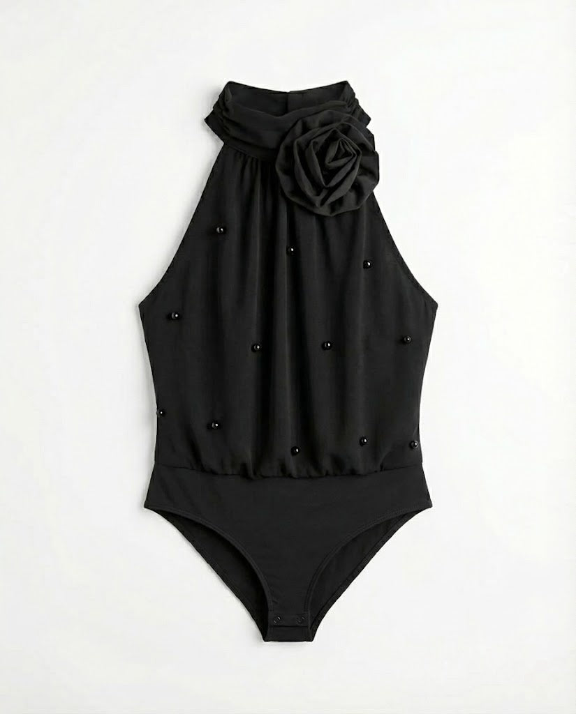 Flower Grecian Neck Bodysuit