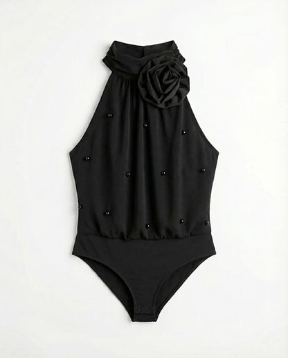 Flower Grecian Neck Bodysuit