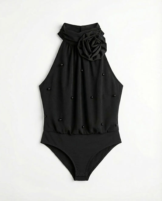 Flower Grecian Neck Bodysuit