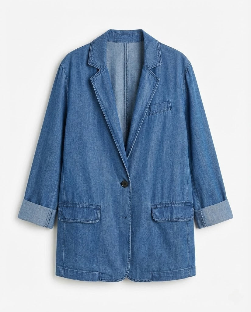 Button Down Denim Blazer